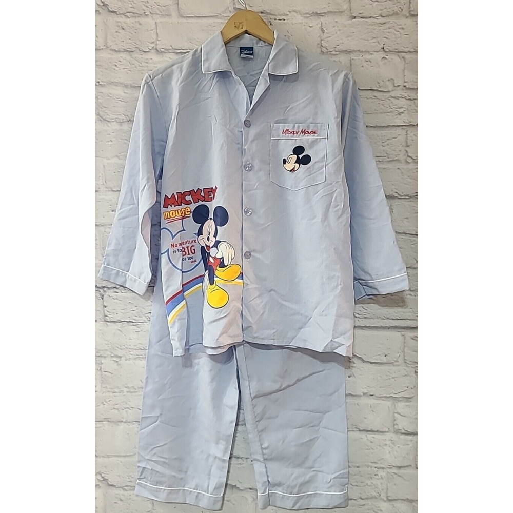Disney Cool Planet Mickey Mouse Pajama Set Youth XL Light Blue White Sleepwear